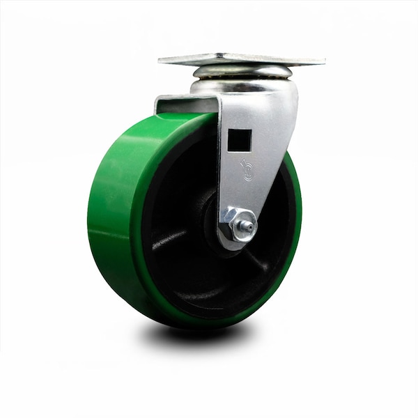 5 Inch Green Poly on Cast Iron Wheel Swivel Caster with Roller Bearing SCC